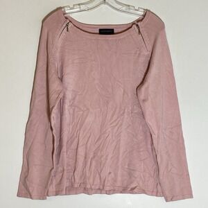 Investments Sweater Womens Large Pink Zipper Accent Raglan Long Sleeve Pastel L